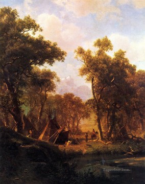 Campamento indio aldea Shoshone Albert Bierstadt Pinturas al óleo
